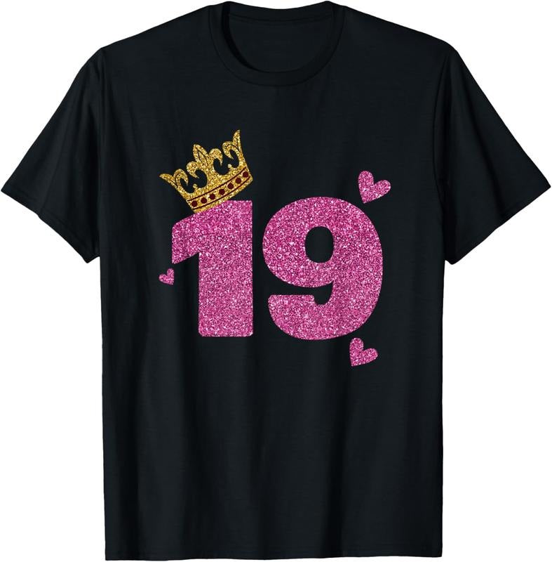 100% Cotton 19th Birthday Crown 19 Years Old Bday T-Shirt Hoodie, Sweatshirt | PrintMintTees.com