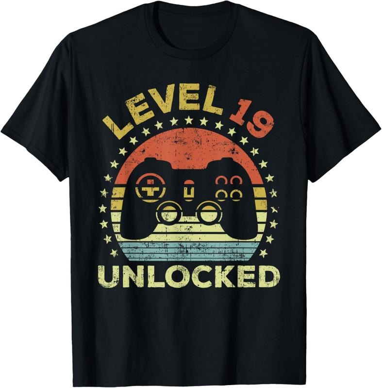 100% Cotton 19th Birthday Gaming Level 19 Unlocked T-Shirt Hoodie Sweatshirt | PrintMintTees.com