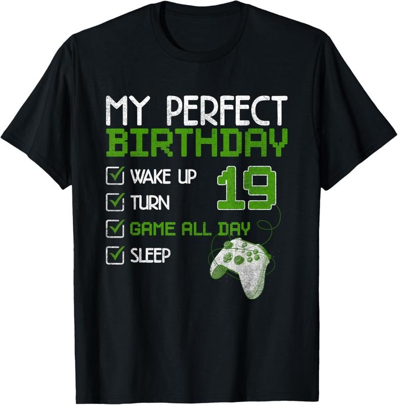 100% Cotton 19th Perfect Birthday Men Boys Gamer Gaming Gift 19 Year Old T-Shirt Hoodie, Sweatshirt | PrintMintTees.com