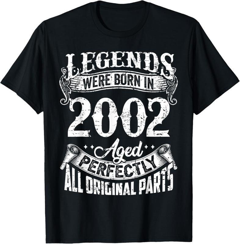 100% Cotton 20 Years Old Vintage Legends Born In 2002 20th Birthday T-Shirt Hoodie, Sweatshirt | PrintMintTees.com
