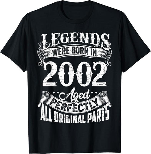 100% Cotton 20 Years Old Vintage Legends Born In 2002 20th Birthday T-Shirt Hoodie, Sweatshirt | PrintMintTees.com