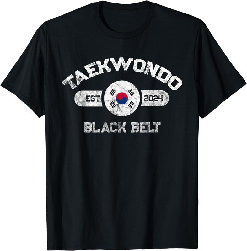 [100% Cotton]2024 Taekwondo Black Belt Achievement Korean Flag Design T-Shirt Hoodie Sweatshirt | PrintMintTees.com