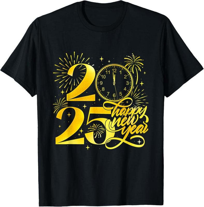 100% Cotton 2025 Happy New Year - New Year's Eve New Year Party T-Shirt Hoodie Sweatshirt | PrintMintTees.com