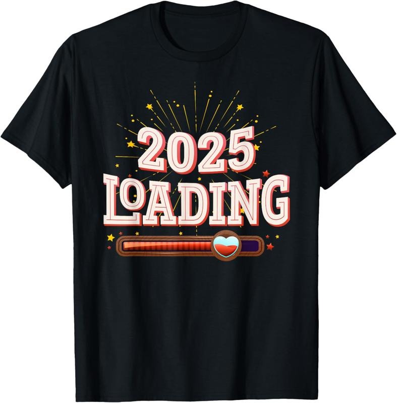 100% Cotton 2025 Loading Happy New Year 2025 Matching Family NYE T-Shirt Hoodie Sweatshirt | PrintMintTees.com