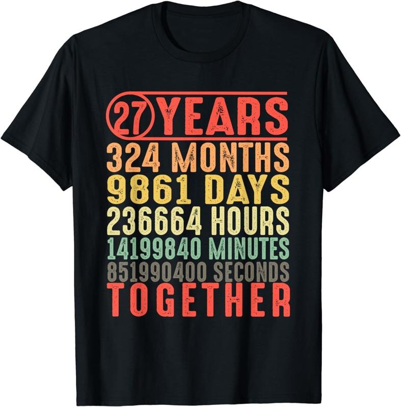 [100% Cotton]27th Wedding Anniversary for Couple Parents Husband Wife T-Shirt Hoodie Sweatshirt | PrintMintTees.com