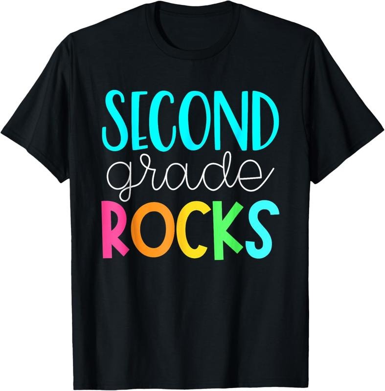 100% Cotton 2nd grade rocks rocking 2nd grade teacher T-Shirt Hoodie, Sweatshirt | PrintMintTees.com