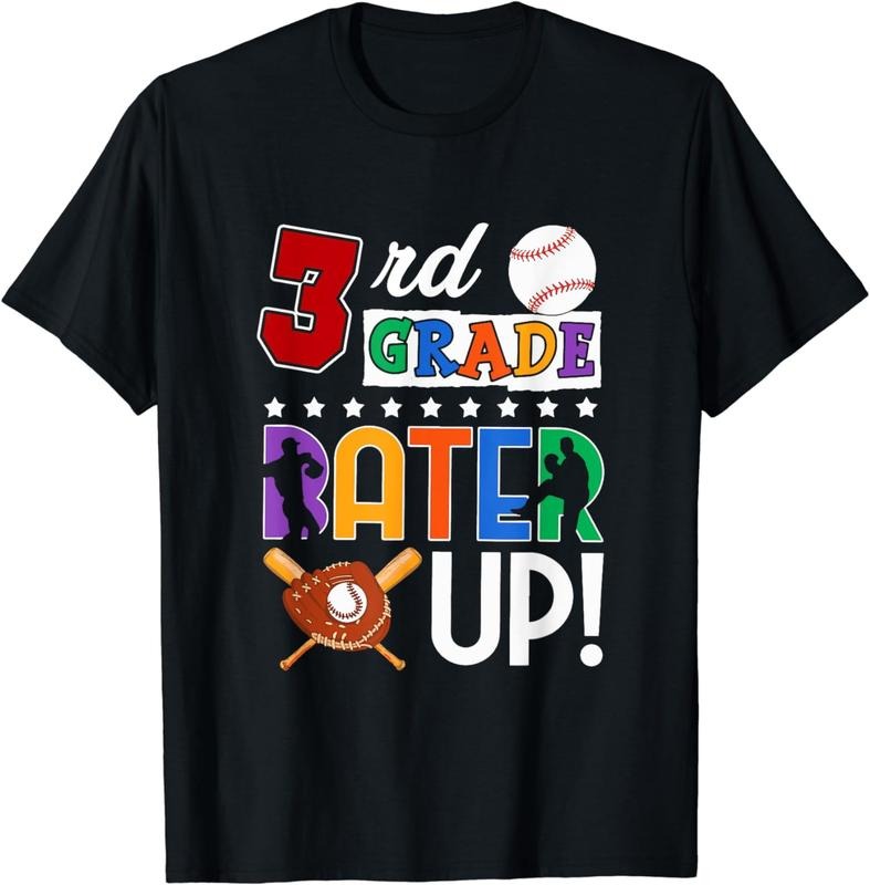 [100% Cotton]3rd Grade First Day of School 3rd Grade Batter Up Baseball T-Shirt Hoodie Sweatshirt | PrintMintTees.com