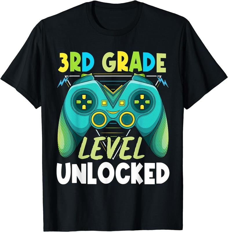 [100% Cotton]3rd Grade Level Unlocked First Day Back To School Kids Boys T-Shirt Hoodie Sweatshirt | PrintMintTees.com