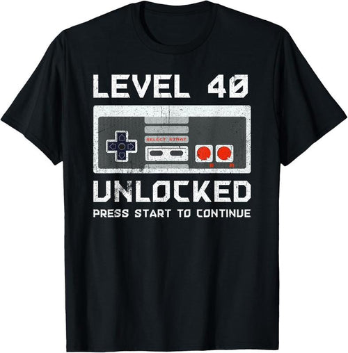 100% Cotton 40 Year Old Forty Birthday Gift Level 40 Unlocked Gamer T-Shirt Hoodie Sweatshirt | PrintMintTees.com
