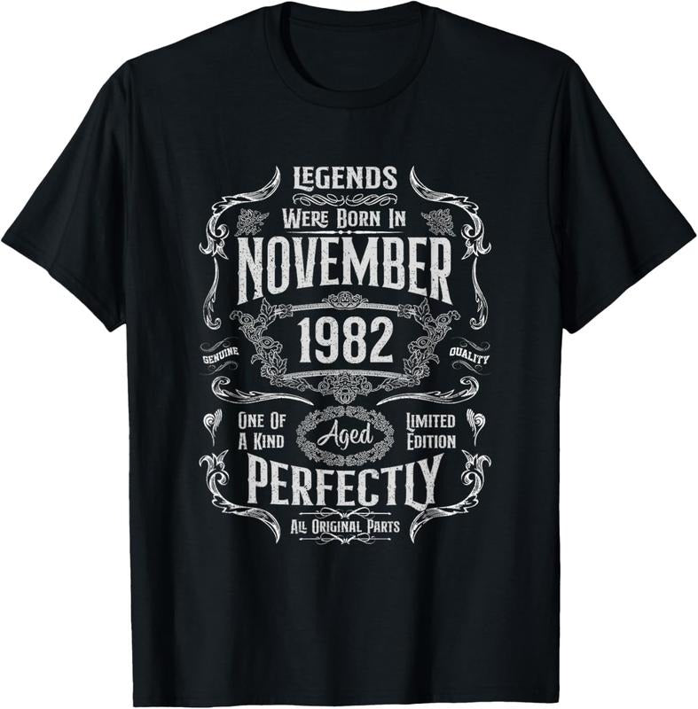 100% Cotton 42th Birthday Legends Were Born In November 1982 T-Shirt Hoodie, Sweatshirt | PrintMintTees.com