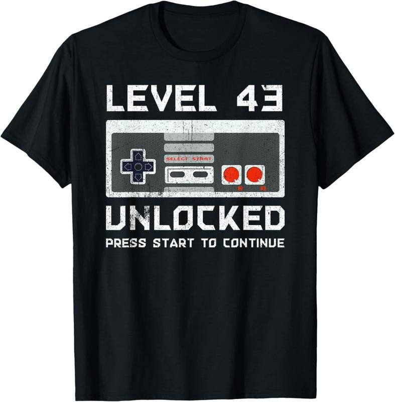 100% Cotton 43 Year Old Forty Three Level 43 Unlocked Game T-Shirts, Hoodie, Sweatshirt