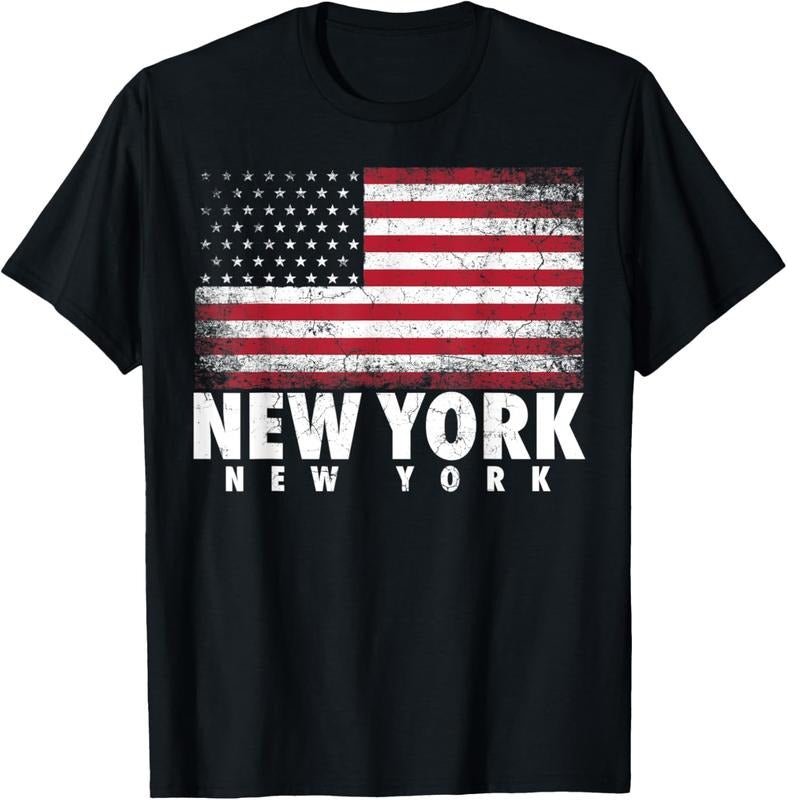 100% Cotton 4th of July Gift for Men Women New York American Flag T-Shirt Hoodie Sweatshirt | PrintMintTees.com