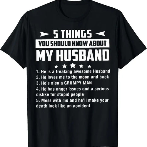 100% Cotton 5 Things You Should Know About My Husband T Shirt T-Shirt Hoodie, Sweatshirt | PrintMintTees.com