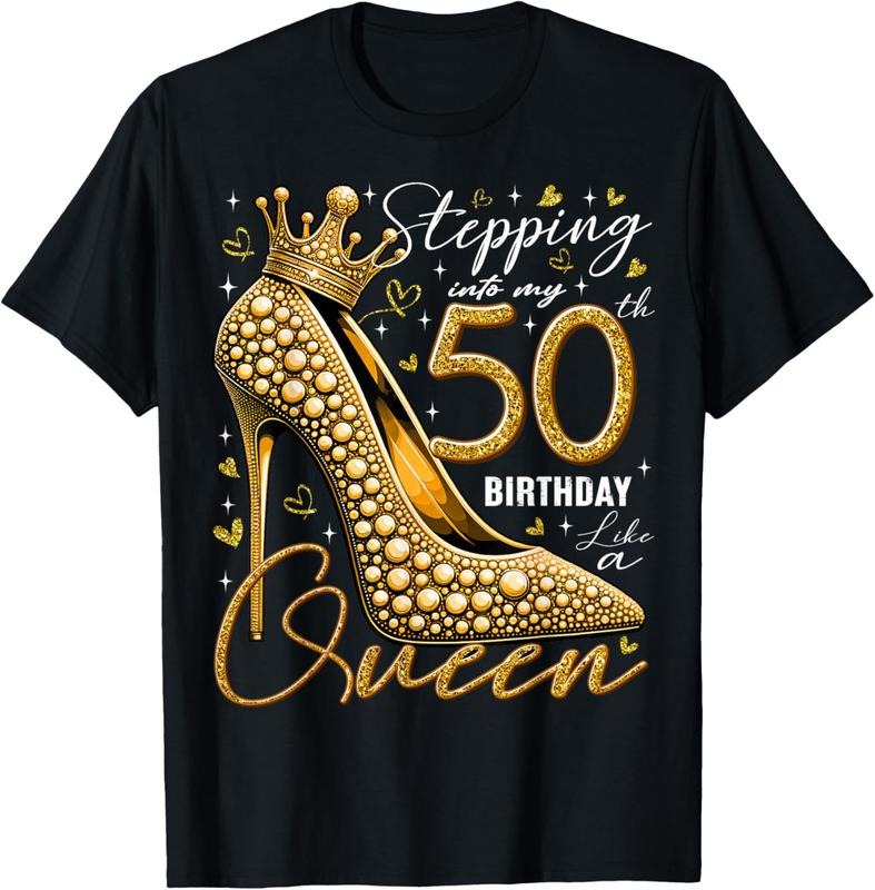 100% Cotton 50 Year Old Gifts High Heels Stepping Into My 50th Birthday T-Shirt Hoodie, Sweatshirt | PrintMintTees.com
