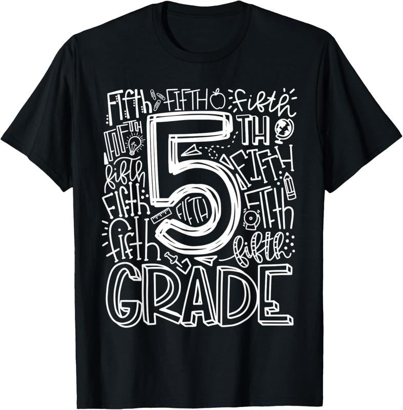 100% Cotton 5th Grade Typography Team Fifth Grade Teacher Back To School T-Shirt Hoodie Sweatshirt | PrintMintTees.com
