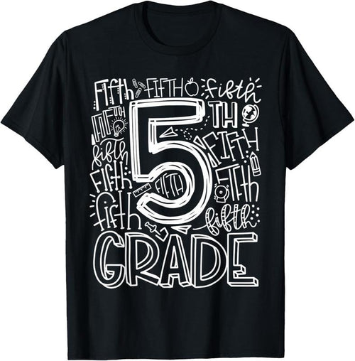 100% Cotton 5th Grade Typography Team Fifth Grade Teacher Back To School T-Shirt Hoodie Sweatshirt | PrintMintTees.com