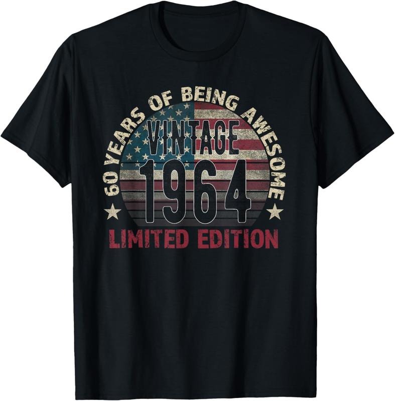 100% Cotton 60th Birthday Gift men Vintage born 1964 turning 60 Year Old T-Shirt Hoodie, Sweatshirt | PrintMintTees.com