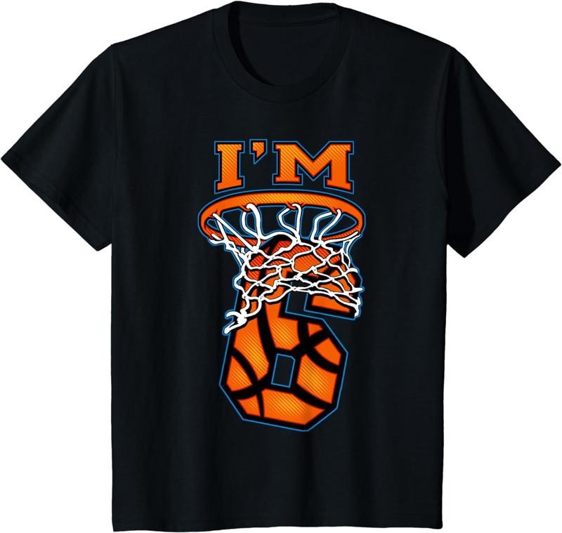 [100% Cotton]6th Birthday Basketball T-Shirt I'm 6 Boy Girl 6th Birthday Hoodie Sweatshirt | PrintMintTees.com