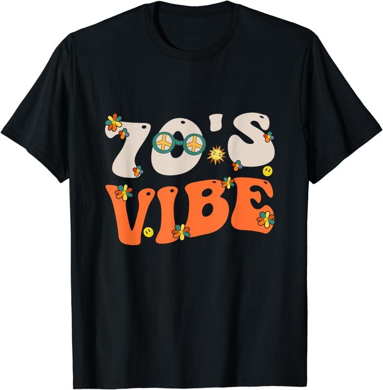 [100% Cotton]70's Vibe Costume 70s Party Outfit Groovy Hippie Peace Retro size breathable T-shirt Hoodie Sweatshirt