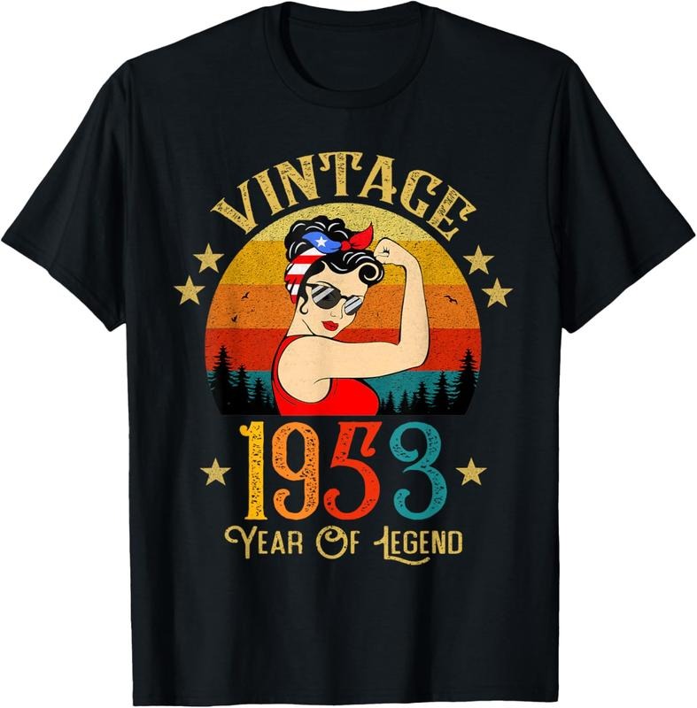 100% Cotton 71th Birthday Gift 71 Years Old For Women Retro Vintage 1953 T-Shirt Hoodie, Sweatshirt | PrintMintTees.com