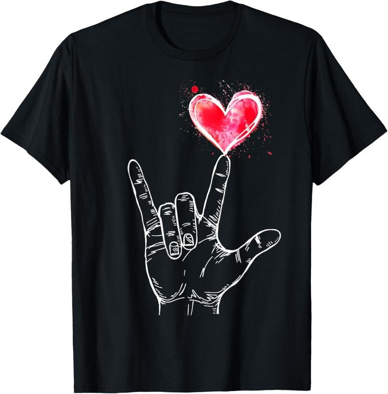 100% Cotton ASL I Love You Hand Sign Language Heart Valentine's Day T-Shirt Hoodie Sweatshirt | PrintMintTees.com