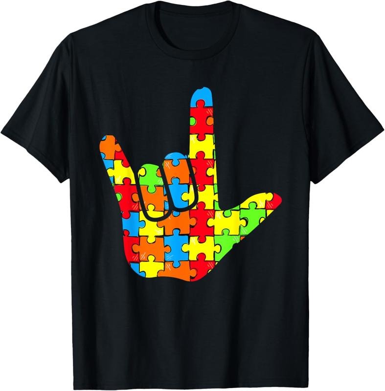 100% Cotton ASL Love Sign Language Autism Awareness Support T-Shirts, Hoodie, Sweatshirt