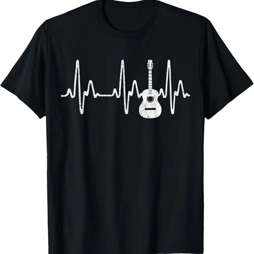 100% Cotton Acoustic Guitar Heartbeat Shirt - Guitar Musician T-Shirt Hoodie Sweatshirt | PrintMintTees.com