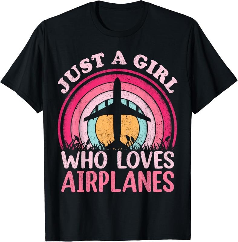 100% Cotton Airplane Lover Vintage Just A Girl Who Loves Airplanes T-Shirt Hoodie, Sweatshirt | PrintMintTees.com