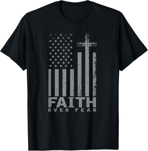 100% Cotton America Pride US Flag Faith Over Fear Prayer T-Shirt Hoodie, Sweatshirt | PrintMintTees.com