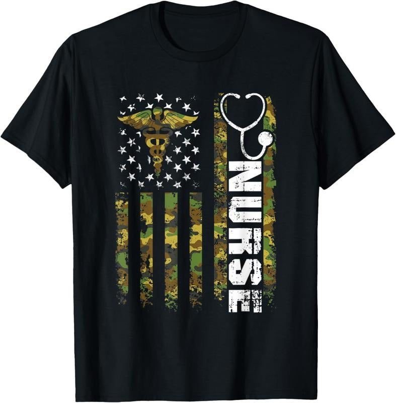 100% Cotton American Flag Camouflage Nurse Patriotic 4th Of July T-Shirt Hoodie Sweatshirt | PrintMintTees.com