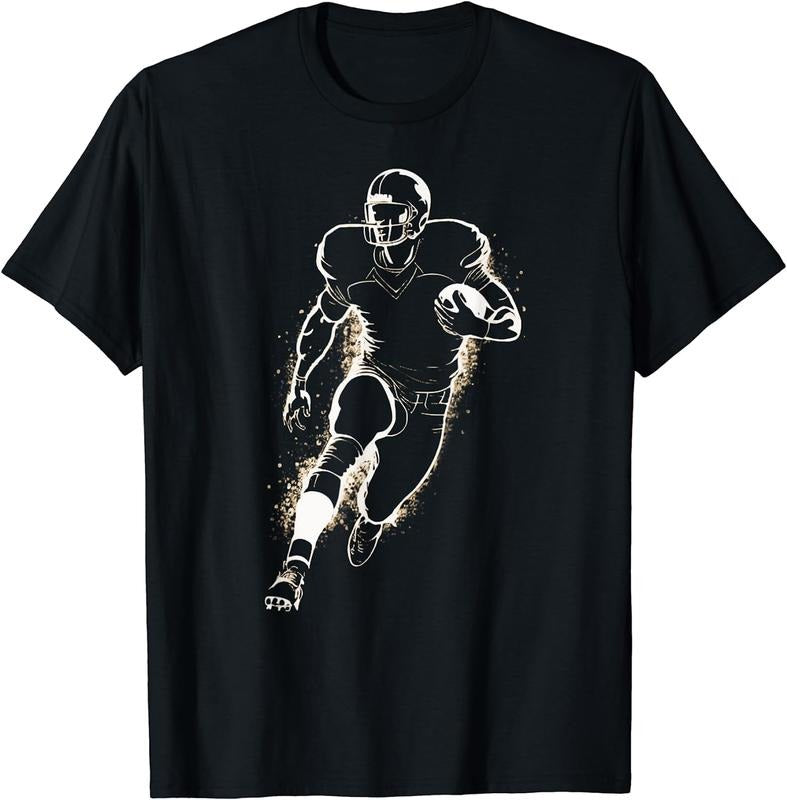 [100% Cotton]American Football Player Running With Ball T-Shirt Hoodie Sweatshirt | PrintMintTees.com