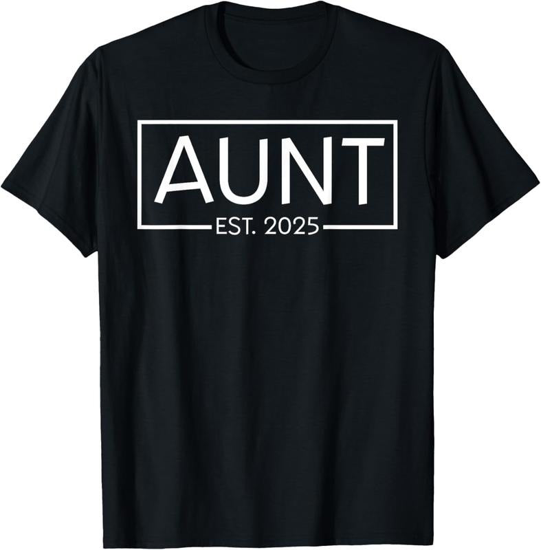100% Cotton Aunt Est 2025 For New Aunt Expecting  Announcement T-Shirt Hoodie, Sweatshirt | PrintMintTees.com