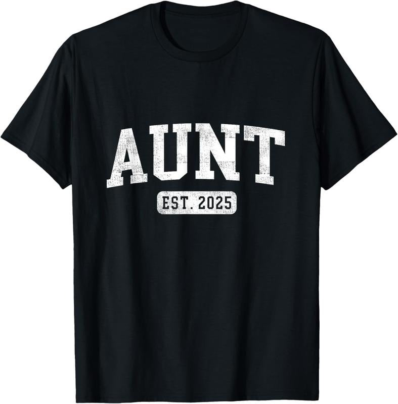 100% Cotton Aunt Est 2025 Promoted To Aunt Announcement T-Shirt Hoodie Sweatshirt | PrintMintTees.com