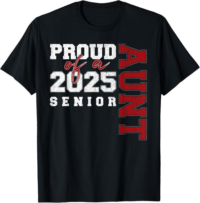 100% Cotton Aunt Senior 2025 Proud of a Class of 2025 Graduate T-Shirt Hoodie Sweatshirt | PrintMintTees.com