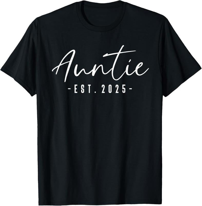 100% Cotton Auntie Est 2025 Auntie To Be Gifts New Aunt Pregnancy T-Shirt Hoodie, Sweatshirt | PrintMintTees.com