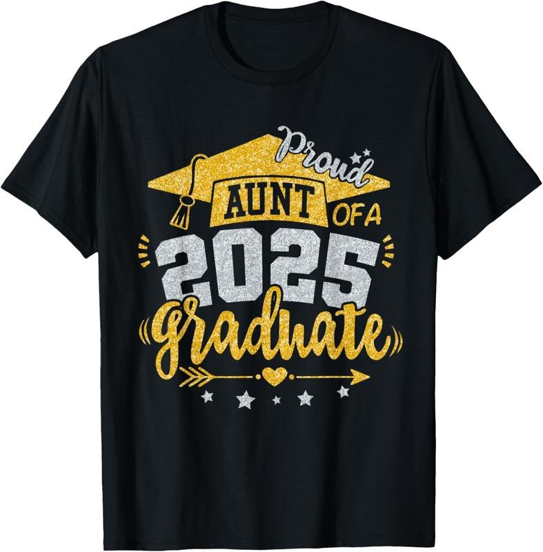 100% Cotton Auntie Senior 2025 Proud Aunt of a Class of 2025 Graduate T-Shirt Hoodie, Sweatshirt | PrintMintTees.com