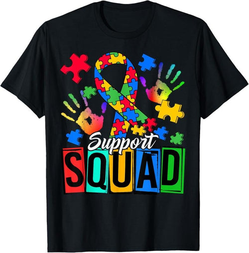 100% Cotton Autism Awareness Autism Support Squad Family T-Shirt Hoodie, Sweatshirt | PrintMintTees.com