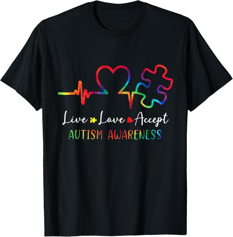 100% Cotton Autism Awareness Men Women  Live Love Accept Tie Dye T-Shirt Hoodie Sweatshirt | PrintMintTees.com