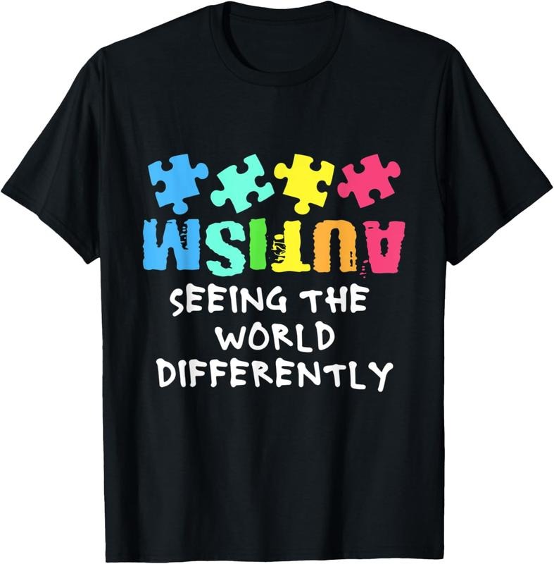 100% Cotton Autism Awareness Month Support Seeing the World Differently T-Shirt Hoodie, Sweatshirt | PrintMintTees.com