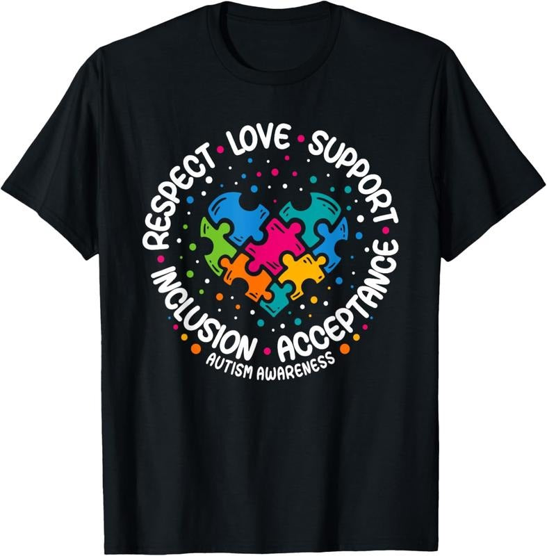 100% Cotton Autism Awareness Respect Love Support Blue Autism T-Shirt Hoodie Sweatshirt | PrintMintTees.com