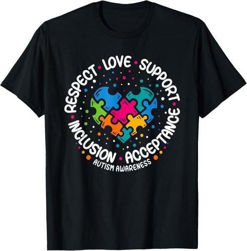 100% Cotton Autism Awareness Respect Love Support Blue Autism T-Shirt Hoodie Sweatshirt | PrintMintTees.com