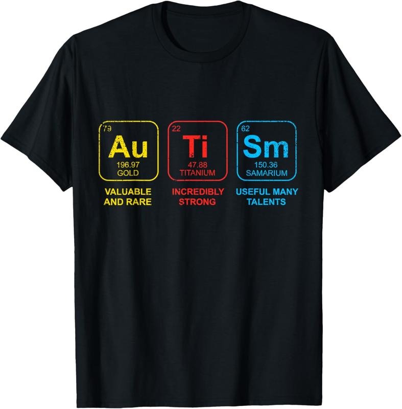 100% Cotton Autism Awareness Women Men  Elements Periodic Table ASD T-Shirt Hoodie, Sweatshirt | PrintMintTees.com