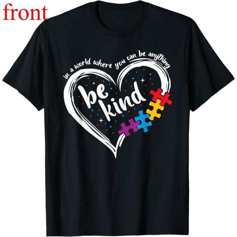 100% Cotton Autism Be Kind Women Blue Be Kind Autism Awareness T-Shirt style 02