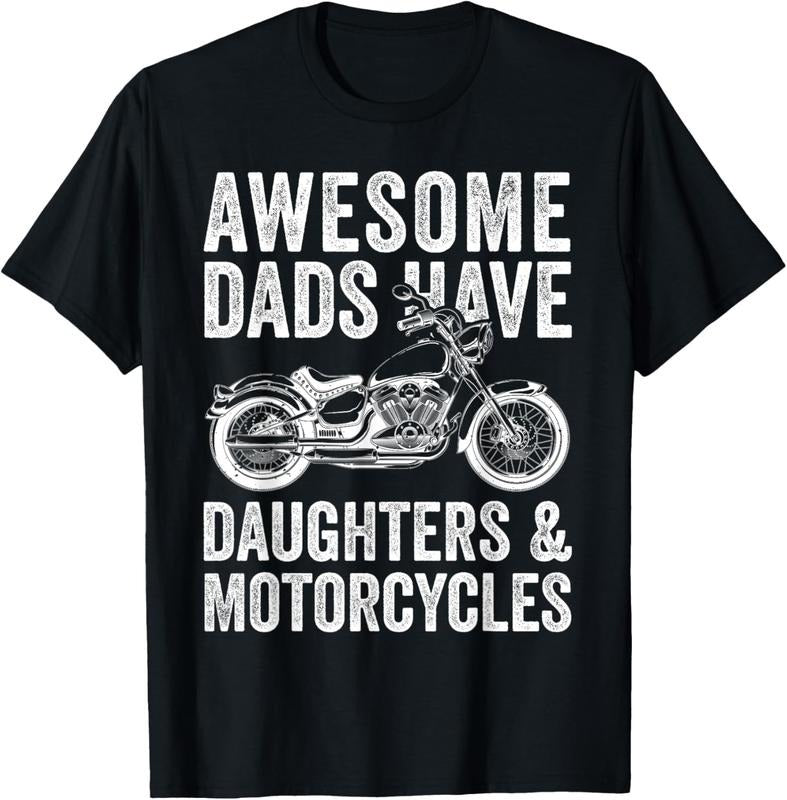 100% Cotton Awesome Dads Have Daughters And Motorcycle Father's Day 2024 T-Shirt Hoodie Sweatshirt | PrintMintTees.com