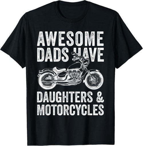 100% Cotton Awesome Dads Have Daughters And Motorcycle Father's Day 2024 T-Shirt Hoodie Sweatshirt | PrintMintTees.com