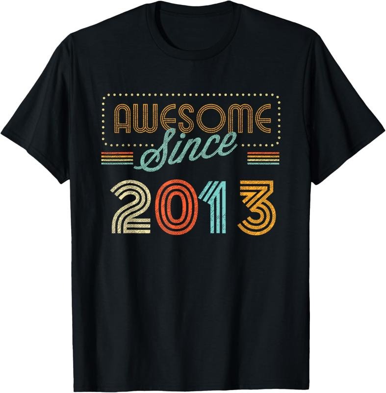 100% Cotton Awesome Since 2013 Year Of Birth Birthday T-Shirt Hoodie, Sweatshirt | PrintMintTees.com