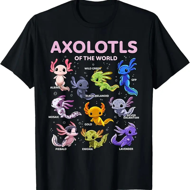 100% Cotton Axolotl Kawaii Axolotls World Axolotl Animals Shirt T-Shirts, Hoodie, Sweatshirt