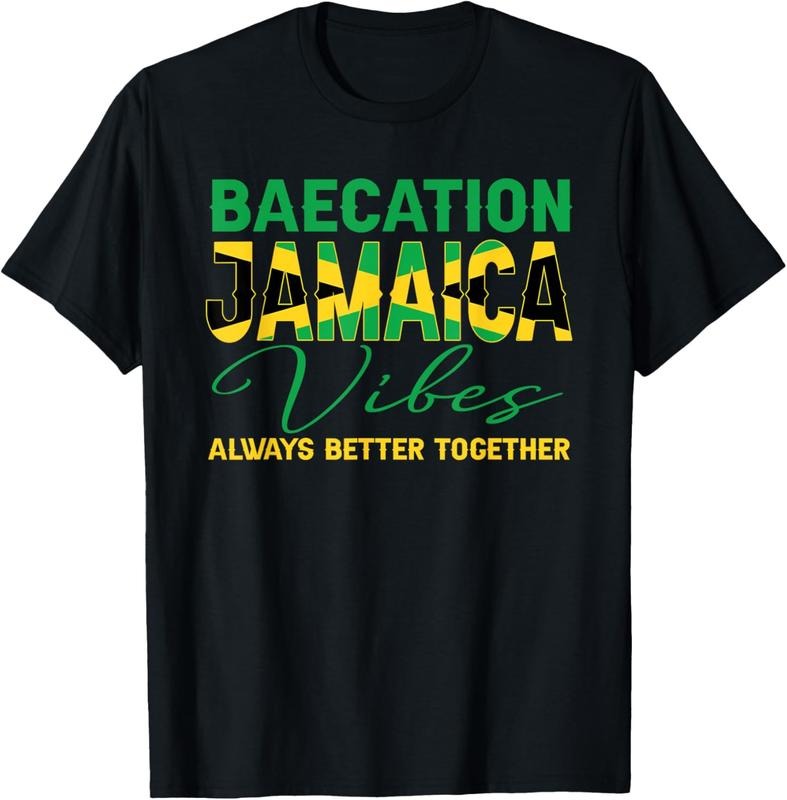 100% Cotton Baecation Jamaica Vibes Matching Couple Vacation Trip T-Shirtstyle{n002}2 Shirt Hoodie Sweatshirt