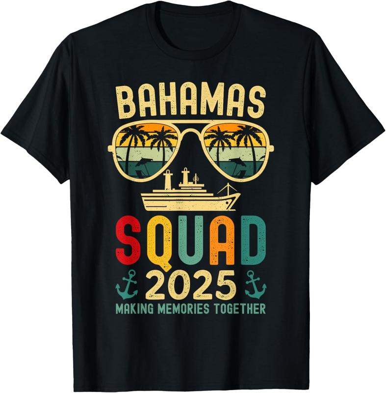 100% Cotton Bahamas Cruise Vacation 2025 Family Friends Squad Matching T-Shirt Hoodie, Sweatshirt | PrintMintTees.com
