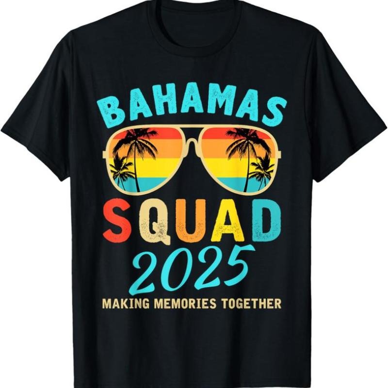 100% Cotton Bahamas Vacation 2025 Squad Family Friends Matching Group T-Shirt